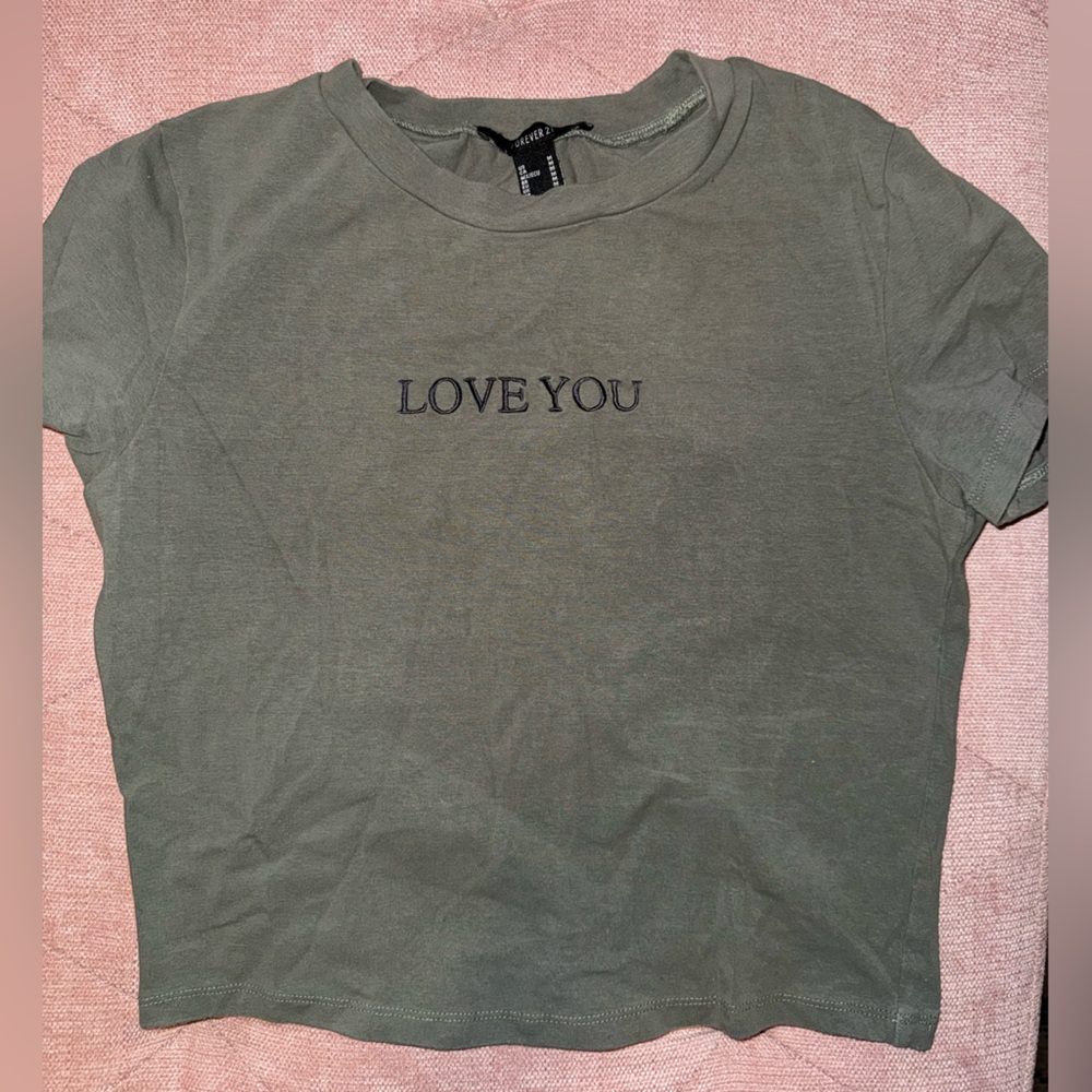 Olive Green 'Love You' T-Shirt
